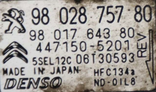 Aircondition kompressor til Peugeot Partner 2015-2019 (Type II, Fase 2)  (DENSO|447150-5201|98 028757 80|)