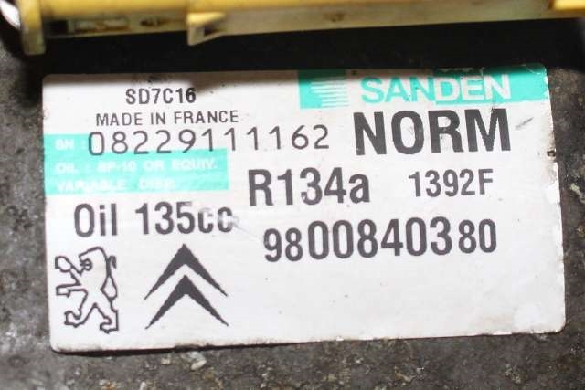 Aircondition kompressor til Peugeot 508 2011-2014 (Type I, Fase 1)  (SANDEN|1392F|98 008403 80|)