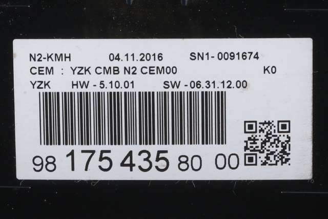 Instrumentpanel til Citroën Jumpy 2016-->> (Type III) (CITROEN|98 175435 80|)