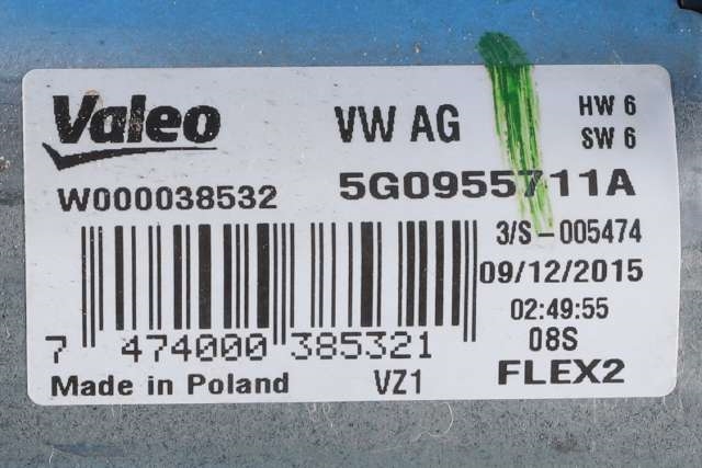Viskermotor bakrute til VW e-Golf 2014-2017 (Fase 1)  (VAG|5G0 955 711 A|)