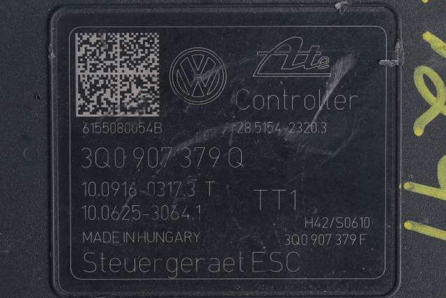 ABS sentral til Audi A3 2012-2016 (Type III, Fase 1) (VAG|3Q0 614 517 Q|3Q0 907 379 Q|)