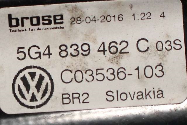 Ruteheis høyre bak til VW Golf VII 2012-2017 (Fase 1)  (VAG|5G4 839 462 C|)