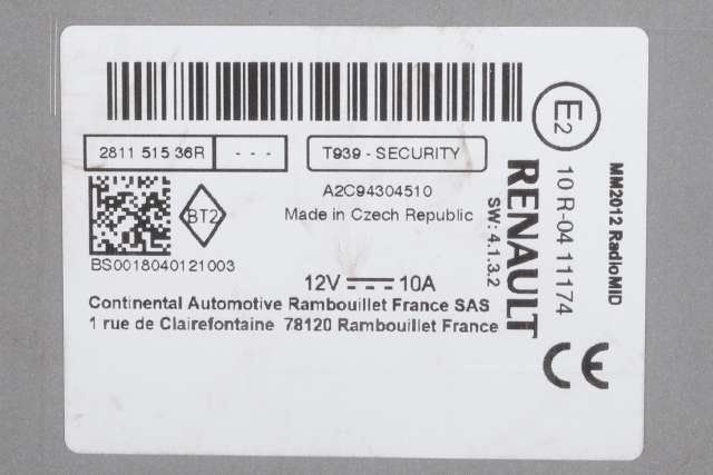 Bilstereo navigasjon til Renault Captur 2013-2020 (Type I)  (RENAULT|2811 51536R|)