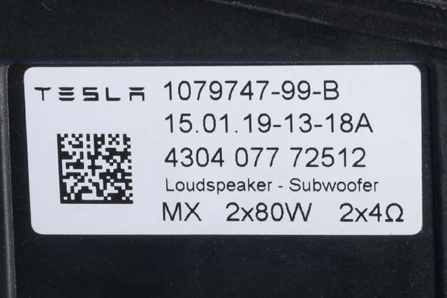 Bilstereo sub-woofer til Tesla Model 3 2018-2023 (Fase 1)  (TESLA|1079746-00-B|)