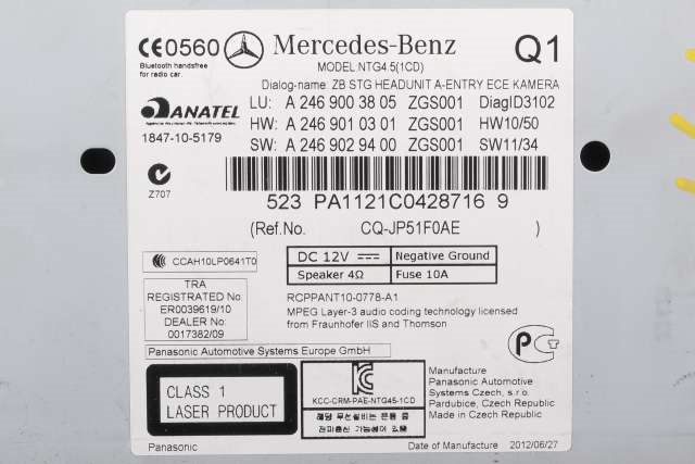 Bilstereo navigasjon til Mercedes B-Klasse 2011-2018 (W246) (W246) (MERCEDES|A 246 900 38 05|)