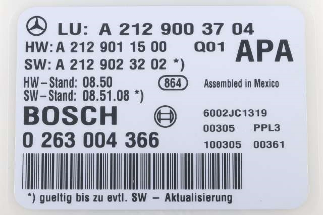 Styreenhet parkering til Mercedes E-Klasse 2009-2013 (Fase 1) (W212) (W212) (BOSCH|0 263 004 366|A 212 900 37 04|)