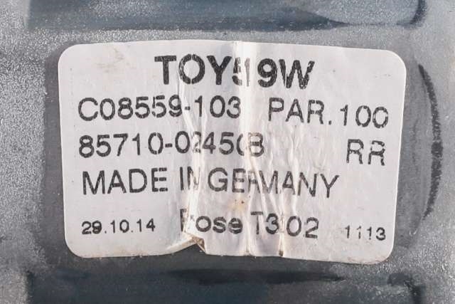 Ruteheis venstre bak til Toyota Auris 2013-2015 (Type II, Fase 1)  (TOYOTA|85710-02450-B|)