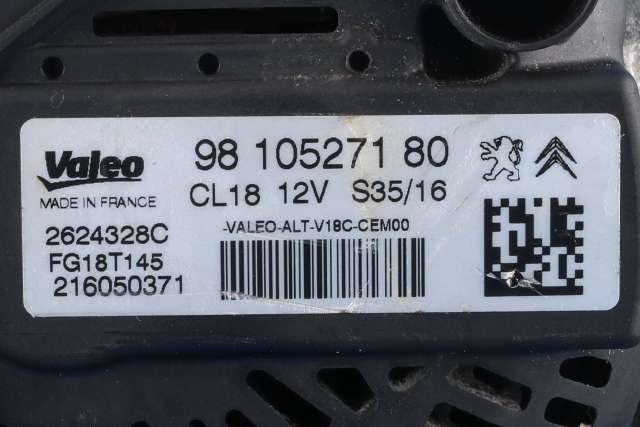 Dynamo diesel til Citroën Berlingo 2015-2019 (Type II, Fase 2) (VALEO|FG18T145|98 105271 80. 12 VOLT - CL18|)