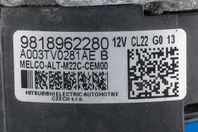 Dynamo diesel til Peugeot Partner 2019-->> (Type III)  (MITSUBISHI|A003TV0281AE|98 189622 80. 12 VOLT - CL22|)