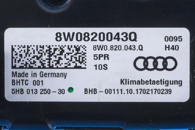 Varmeapparat betjening til Audi A4 2015-2019 (Type V, Fase 1) (B9) (B9) (HELLA|5HB 013 250-30|8W0 820 043 Q|)