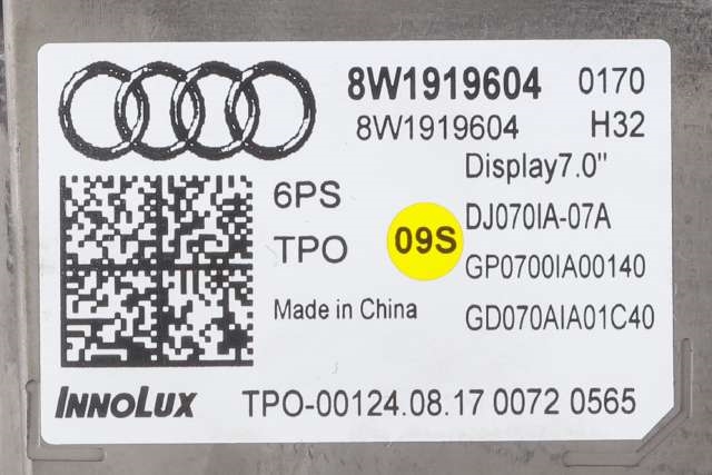 Bilstereo navigasjon skjerm til Audi A4 2015-2019 (Type V, Fase 1) (B9) (B9) (VAG|8W1 919 604|)