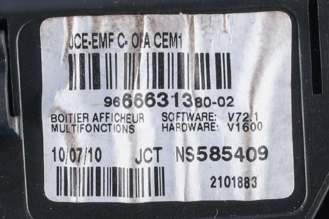 Instrument kjørecomputer til Peugeot 5008 2010-2017 (Type I) (JOHNSON|NS585409|96 666313 80|)
