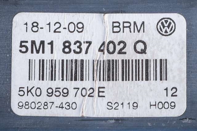 Ruteheis, kun motor, høyre foran til VW Golf, Plus/Cross 2009-2013 (Fase 2)  (VAG|5M1 837 402 Q|)