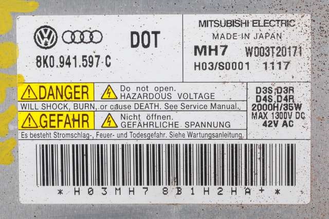 Styreenhet xenon/ballast til Audi A3 2009-2012 (Type II, Fase 2)  (VAG|8K0 941 597 C|)