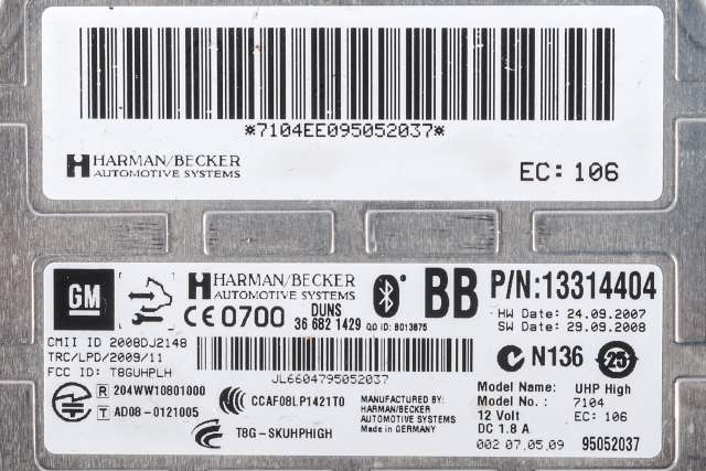 Styreenhet bluetooth til Opel Insignia A 2009-2014  (GM|13 314 404|)