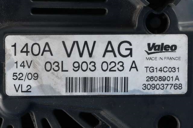 Dynamo diesel til VW Golf, Plus/Cross 2009-2013 (Fase 2)  (VALEO|TG14C031|03L 903 023 A. 14 VOLT - 140 AMP|)