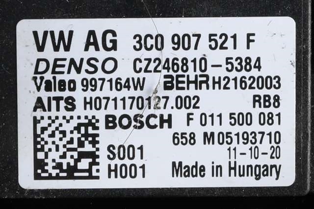 Varmeapparat motor til Audi A3 2009-2012 (Type II, Fase 2) (VAG|1K1 820 015 J|)