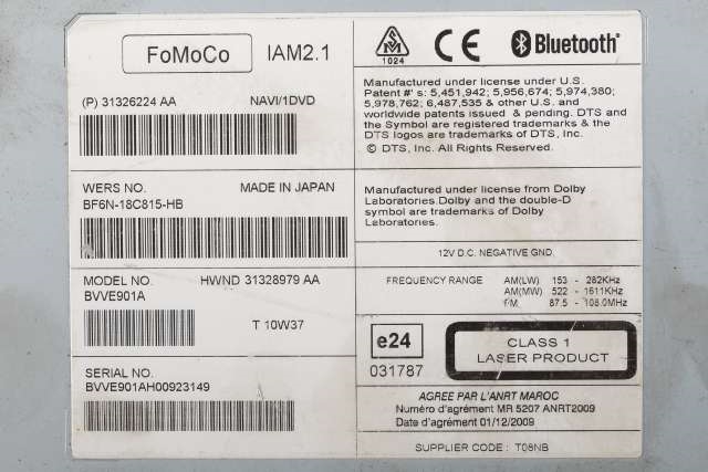 Bilstereo navigasjon spiller til Volvo V60 2010-2013 (Type I, Fase 1) (VOLVO|31326224 AA|BF6N-18C815-HB|)