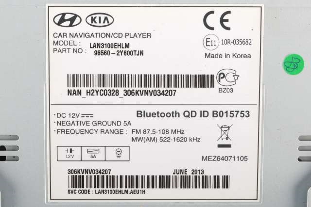 Bilstereo navigasjon til Hyundai Ix35 2010-2015  (HYUNDAI|96560-2Y600|)