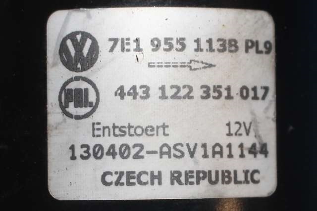 Viskermotor frontrute komplett m/overføring til VW Transporter / Caravelle 2009-2015 (Fase 2) (T5) (T5) (VAG|7E1 955 113 B|)