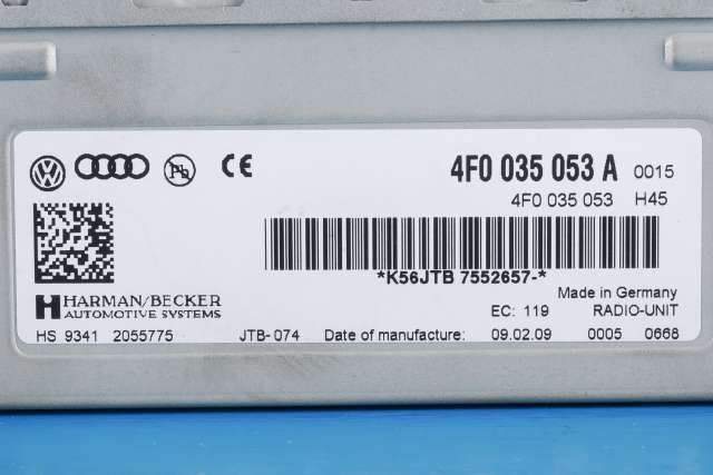 Bilstereo navigasjon til Audi A6 2008-2011 (Type III, Fase 2) (C6) (C6) (VAG|4F0 035 053 A|)