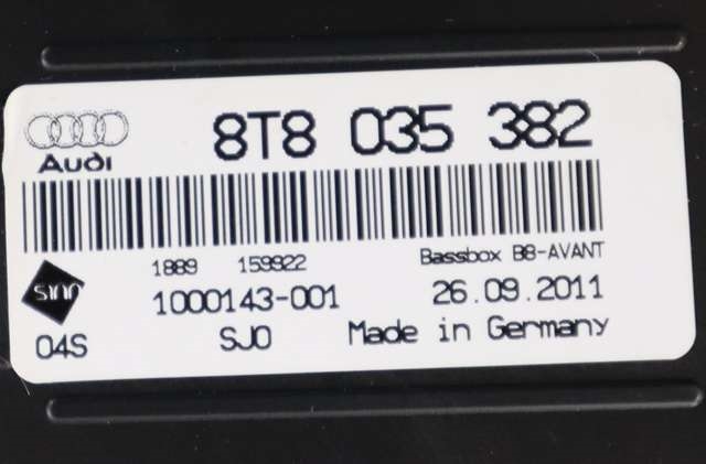 Bilstereo sub-woofer til Audi A4 2007-2014 (Type IV) (B8) (B8) (VAG|8T8 035 382|)