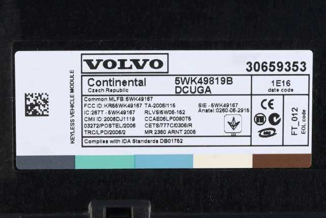 Styreenhet diverse til Volvo V70 2007-2013 (Type III, Fase 1)  (VOLVO|30659353|)