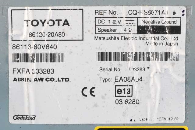 Bilstereo navigasjon til Toyota Avensis 2009-2015 (Type III, Fase 1) (TOYOTA|86120-20A80|)