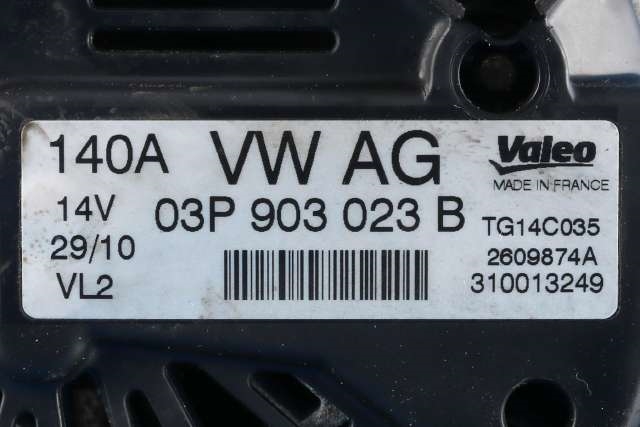 Dynamo diesel til VW Polo 2009-2014 (Type V, Fase 1) (VALEO|TG14C035|03P 903 023 B. 14 VOLT - 140 AMP|)