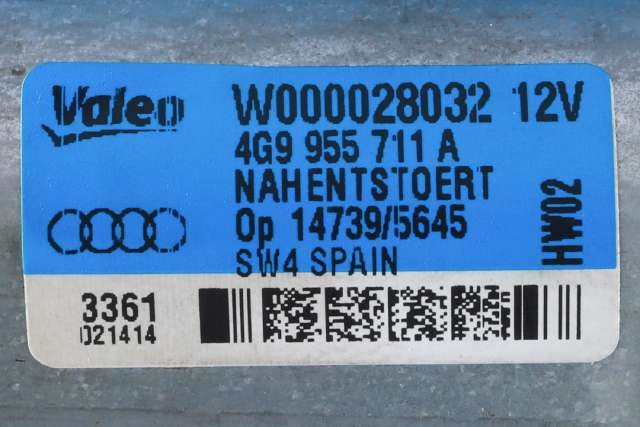 Viskermotor bakrute til Audi A1 2010-2014 (Type I, Fase 1)  (VAG|4G9 955 711 A|)