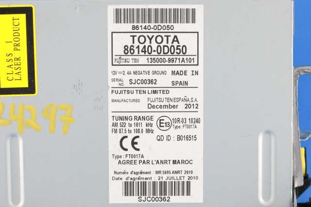 Bilstereo navigasjon til Toyota Yaris 2012-2014 (Type III, Fase 1)  (TOYOTA|86140-0D050|)