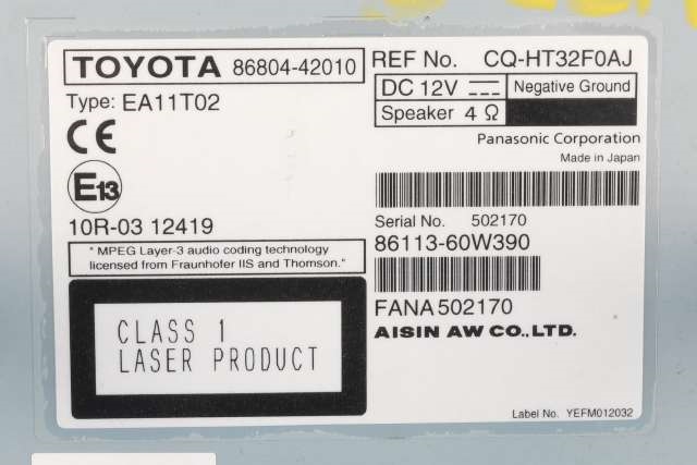Bilstereo navigasjon til Toyota RAV4 2013-2015 (Type IV, Fase 1)  (TOYOTA|86804-42010|)