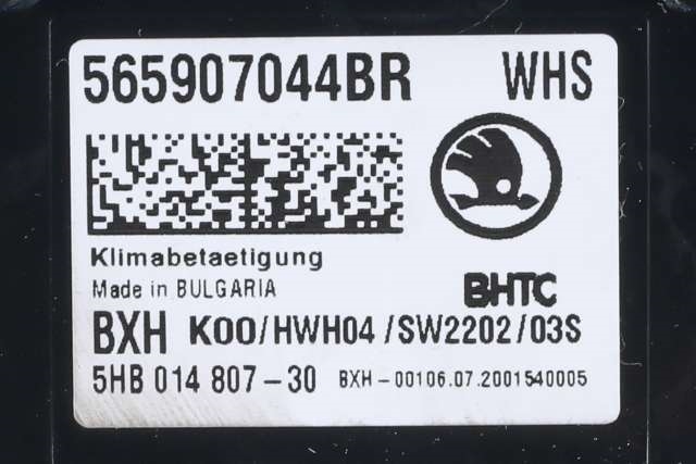 Varmeapparat betjening til Škoda Kodiaq 2017-->>  (HELLA|5HB 014 807-30|565 907 044 BR|)