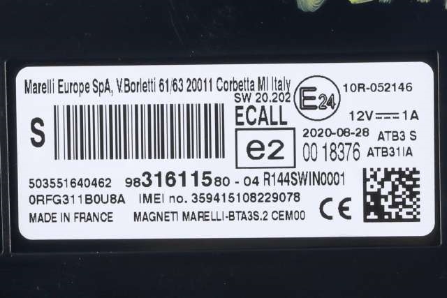 Styreenhet bluetooth til Toyota Proace City 2020-->> (PSA|98 316115 80|)