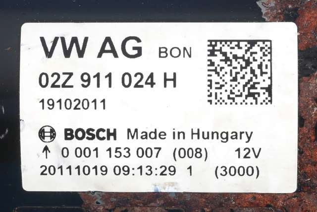 Starter diesel til Audi A3 2009-2012 (Type II, Fase 2)  (BOSCH|0 001 153 007|02Z 911 024 H|)