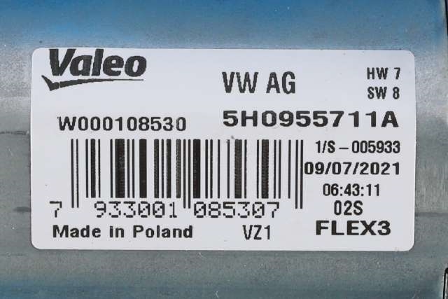 Viskermotor bakrute til VW Golf VIII 2020-->> (VALEO|W000108530|5H0 955 711 A|)