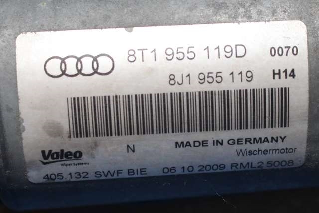 Viskermotor frontrute komplett m/overføring til Audi A5 2007-2016 (Type I) (VAG|8T1 955 119 D|)