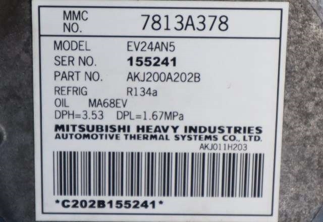 Aircondition kompressor hybrid til Mitsubishi Outlander 2012-2015 (Type III, Fase 1)  (MITSUBISHI|7813A378|)