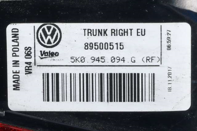 Baklykt høyre indre til VW Golf VI 2008-2012  (VAG|5K0 945 094 G|)