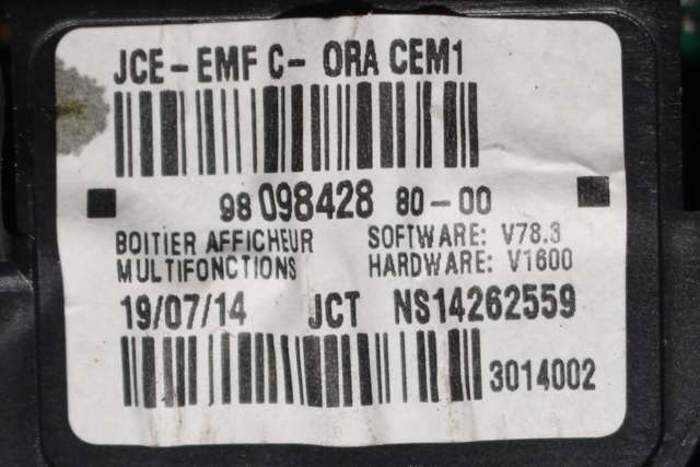 Instrument kjørecomputer til Toyota Proace 2013-2016 (Type I) (JOHNSON|NS14262559|98 098428 80|)