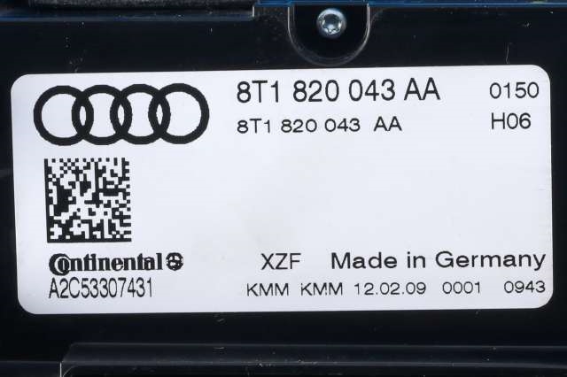 Varmeapparat betjening til Audi A4 2007-2014 (Type IV) (B8) (B8) (VAG|8T1 820 043 AA|)