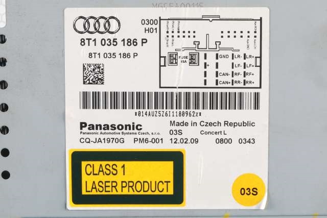 Bilstereo til Audi A4 2007-2014 (Type IV) (B8) (B8) (VAG|8T1 035 186 P|)