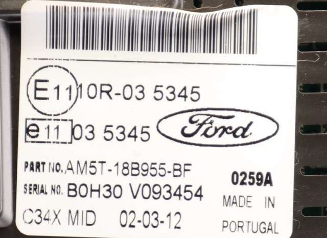Instrument kjørecomputer til Ford Focus 2011-2014 (Type III, Fase 1) (FORD|AM5T-18B955-BF|)