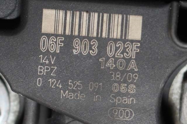 Dynamo diesel til VW Polo 2009-2014 (Type V, Fase 1)  (BOSCH|0 124 525 091|06F 903 023 F. 14 VOLT - 140 AMP|)