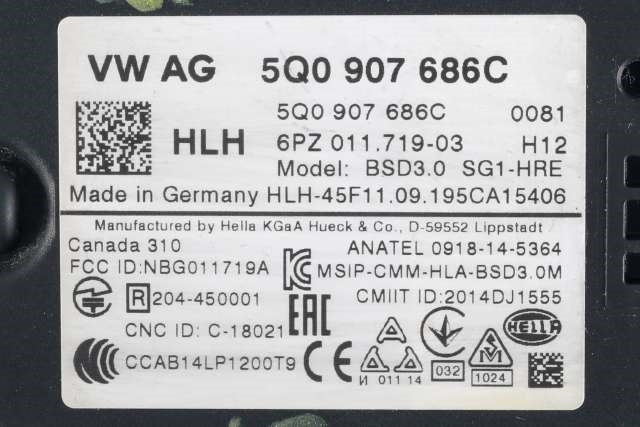 Sensor blindsone til VW e-Golf 2017-2020 (Fase 2)  (VAG|5Q0 907 686 C|)