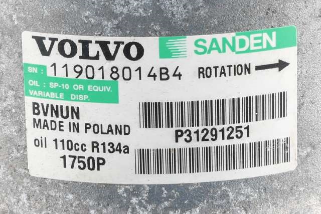 Aircondition kompressor til Volvo V40 2012-2019  (SANDEN|1750P|P31291251|)