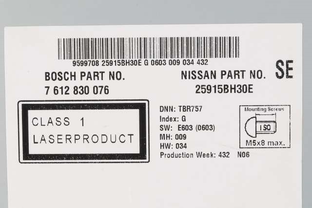 Bilstereo navigasjon til Nissan Qashqai 2010-2014 (Type I, Fase 2)  (NISSAN|25915-BH30E|)