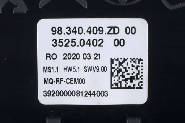 Varmeapparat betjening til Peugeot Expert 2016-->> (Type III) (PEUGEOT|98 340409 ZD-00|)