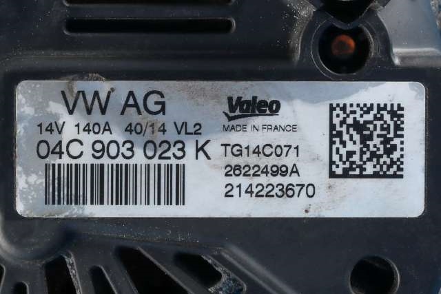Dynamo til VW Golf VII 2012-2017 (Fase 1)  (VALEO|TG14C071|04C 903 023 K. 14 VOLT - 140 AMP|)