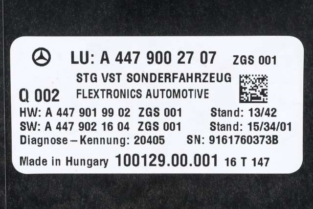 Styreenhet diverse til Mercedes V-Klasse 2014-->> (W447) (W447) (MERCEDES|A 447 900 27 07|)